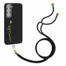 For Samsung Galaxy S21+ 5G Gilding Line TPU Phone Case with Strap(Black) - 1