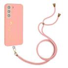 For Samsung Galaxy S21+ 5G Gilding Line TPU Phone Case with Strap(Pink) - 1