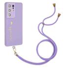 For Samsung Galaxy S21 Ultra 5G Gilding Line TPU Phone Case with Strap(Light Purple) - 1