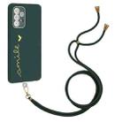 For Samsung Galaxy A32 5G / M32 5G Gilding Line TPU Phone Case with Strap(Dark Green) - 1