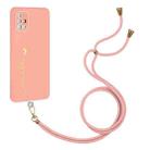 For Samsung Galaxy A71 4G Gilding Line TPU Phone Case with Strap(Pink) - 1