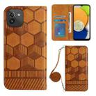 For Samsung Galaxy A03 164mm Crossbody Football Texture Magnetic PU Phone Case(Khaki) - 1