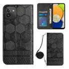 For Samsung Galaxy A03 166mm Crossbody Football Texture Magnetic PU Phone Case(Black) - 1