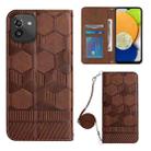 For Samsung Galaxy A03 166mm Crossbody Football Texture Magnetic PU Phone Case(Brown) - 1