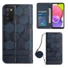 For Samsung Galaxy A03S 164mm India Crossbody Football Texture Magnetic PU Phone Case(Dark Blue) - 1