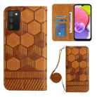 For Samsung Galaxy A03S 165.8mm US Crossbody Football Texture Magnetic PU Phone Case(Khaki) - 1