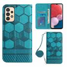 For Samsung Galaxy A13 4G Crossbody Football Texture Magnetic PU Phone Case(Light Blue) - 1
