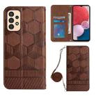 For Samsung Galaxy A13 4G Crossbody Football Texture Magnetic PU Phone Case(Brown) - 1