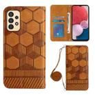 For Samsung Galaxy A13 4G Crossbody Football Texture Magnetic PU Phone Case(Khaki) - 1