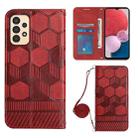 For Samsung Galaxy A13 4G Crossbody Football Texture Magnetic PU Phone Case(Red) - 1