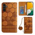 For Samsung Galaxy A13 5G Crossbody Football Texture Magnetic PU Phone Case(Khaki) - 1