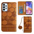 For Samsung Galaxy A23 5G Crossbody Football Texture Magnetic PU Phone Case(Khaki) - 1