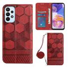 For Samsung Galaxy A23 5G Crossbody Football Texture Magnetic PU Phone Case(Red) - 1