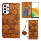 For Samsung Galaxy A33 5G Crossbody Football Texture Magnetic PU Phone Case(Khaki) - 1