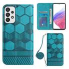 For Samsung Galaxy A53 5G Crossbody Football Texture Magnetic PU Phone Case(Light Blue) - 1