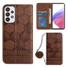 For Samsung Galaxy A73 5G Crossbody Football Texture Magnetic PU Phone Case(Brown) - 1