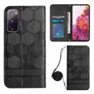 For Samsung Galaxy S20 FE Crossbody Football Texture Magnetic PU Phone Case(Black) - 1