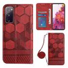 For Samsung Galaxy S20 FE Crossbody Football Texture Magnetic PU Phone Case(Red) - 1