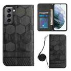 For Samsung Galaxy S21 5G Crossbody Football Texture Magnetic PU Phone Case(Black) - 1