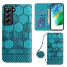 For Samsung Galaxy S21 FE 5G Crossbody Football Texture Magnetic PU Phone Case(Light Blue) - 1