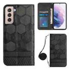 For Samsung Galaxy S21+ 5G Crossbody Football Texture Magnetic PU Phone Case(Black) - 1