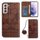 For Samsung Galaxy S21+ 5G Crossbody Football Texture Magnetic PU Phone Case(Brown) - 1