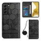 For Samsung Galaxy S22 5G Crossbody Football Texture Magnetic PU Phone Case(Black) - 1