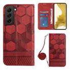 For Samsung Galaxy S22 5G Crossbody Football Texture Magnetic PU Phone Case(Red) - 1