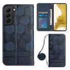 For Samsung Galaxy S22+ 5G Crossbody Football Texture Magnetic PU Phone Case(Dark Blue) - 1