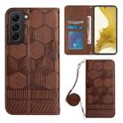 For Samsung Galaxy S22+ 5G Crossbody Football Texture Magnetic PU Phone Case(Brown) - 1