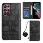 For Samsung Galaxy S22 Ultra 5G Crossbody Football Texture Magnetic PU Phone Case(Black) - 1