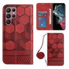 For Samsung Galaxy S22 Ultra 5G Crossbody Football Texture Magnetic PU Phone Case(Red) - 1