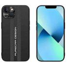 For iPhone 13 Carbon Fiber Texture Plain Leather Phone Case(Black) - 1