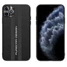 For iPhone 11 Pro Carbon Fiber Texture Plain Leather Phone Case (Black) - 1