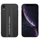For iPhone XR Carbon Fiber Texture Plain Leather Phone Case(Black) - 1