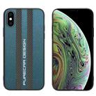 For iPhone XS Max Carbon Fiber Texture Plain Leather Phone Case(Dark Green) - 1