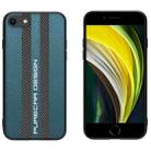 For iPhone SE 2022 / SE 2020 / 8 / 7 Carbon Fiber Texture Plain Leather Phone Case(Dark Green) - 1