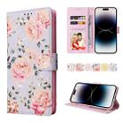 For iPhone 14 Pro Bronzing Painting RFID Leather Case(Pastoral Rose) - 1