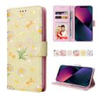 For iPhone 13 mini Bronzing Painting RFID Leather Case (Yellow Daisy) - 1