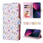 For iPhone 13 mini Bronzing Painting RFID Leather Case (Pansies) - 1