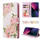 For iPhone 13 mini Bronzing Painting RFID Leather Case (Rose Flower) - 1