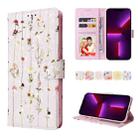 For iPhone 13 Pro Bronzing Painting RFID Leather Case (Dreid Flower World) - 1