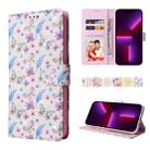 For iPhone 13 Pro Bronzing Painting RFID Leather Case (Pansies) - 1