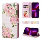 For iPhone 13 Pro Bronzing Painting RFID Leather Case (Rose Flower) - 1