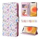 For iPhone 12 / 12 Pro Bronzing Painting RFID Leather Case(Pansies) - 1