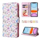 For iPhone 11 Bronzing Painting RFID Leather Case (Pansies) - 1