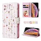 For iPhone X / XS Bronzing Painting RFID Leather Case(Dreid Flower World) - 1