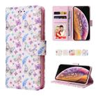 For iPhone X / XS Bronzing Painting RFID Leather Case(Pansies) - 1