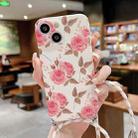 For iPhone 14 Plus Lanyard Small Floral TPU Phone Case (White) - 1