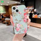 For iPhone 14 Plus Small Floral TPU Phone Case (Mint Green) - 1